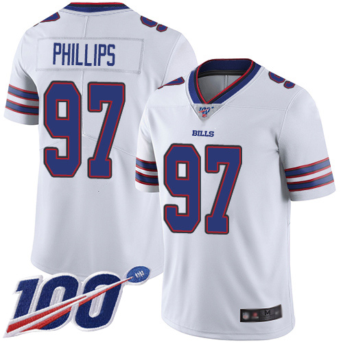 Men Buffalo Bills #97 Jordan Phillips White Vapor Untouchable Limited Player 100th Season NFL Jersey->women nfl jersey->Women Jersey